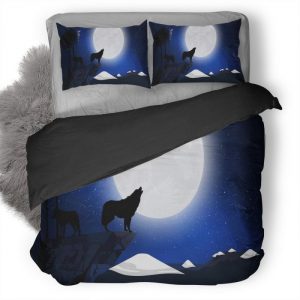 Wolf Howling Kb Duvet Cover and Pillowcase Set Bedding Set