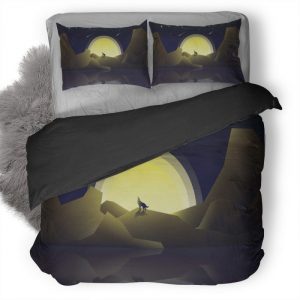 Wolf Howling Minimalist Gf Duvet Cover and Pillowcase Set Bedding Set