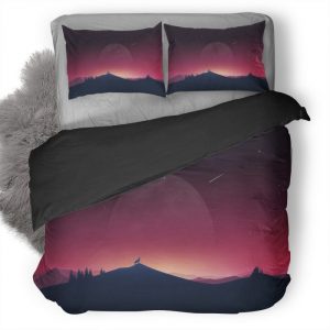 Wolf Howling To Moon Duvet Cover and Pillowcase Set Bedding Set