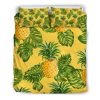 Yellow Tropical Pineapple Pattern Print Duvet Cover and Pillowcase Set Bedding Set