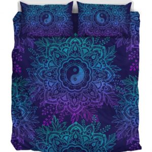 Yin Yang Mandala Navy Duver Duvet Cover and Pillowcase Set Bedding Set