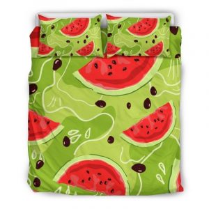 Yummy Watermelon Pieces Pattern Print Duvet Cover and Pillowcase Set Bedding Set