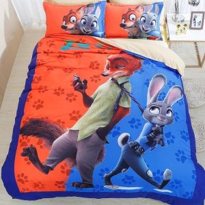 Zootopia 3 Pcs Flat Sheets Pillowcases Duvet Cover and Pillowcase Set Bedding Set